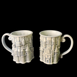 Pair of Disney Parks Sculptured Cinderella Castle Mug Walt Disney World Rare!